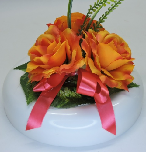 Stroik Bukiet Róża Kompozycja Kwiatów Sztucznych na Grób Cmentarz