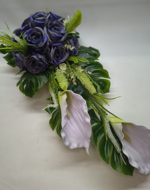 Stroik Bukiet Róża Kompozycja Kwiatów Sztucznych na Grób Cmentarz