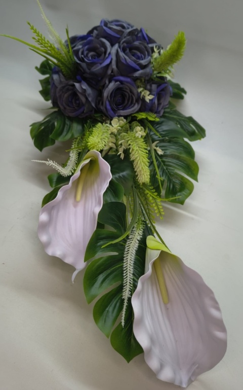 Stroik Bukiet Róża Kompozycja Kwiatów Sztucznych na Grób Cmentarz