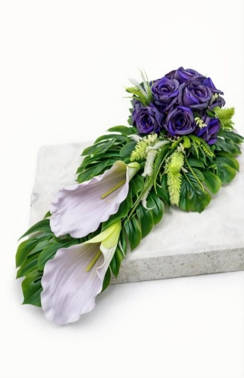 Stroik Bukiet Róża Kompozycja Kwiatów Sztucznych na Grób Cmentarz