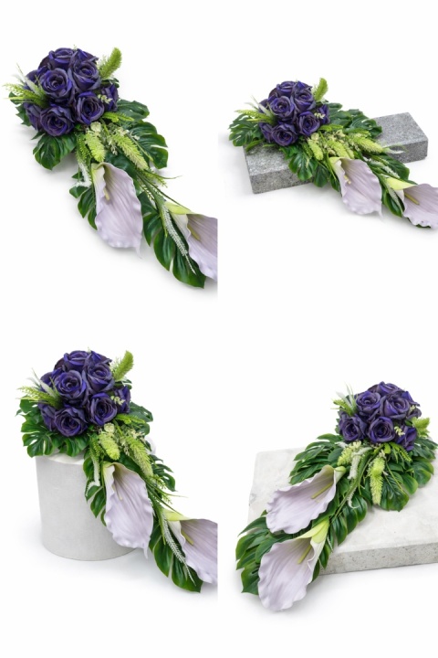 Stroik Bukiet Róża Kompozycja Kwiatów Sztucznych na Grób Cmentarz