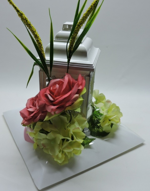 Stroik Cmentarz GRÓB Kompozycja WIĄZANKA Pomnik Kwiaty Sztuczne na Cmentarz