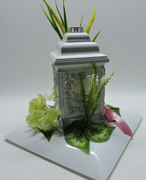 Stroik Cmentarz GRÓB Kompozycja WIĄZANKA Pomnik Kwiaty Sztuczne na Cmentarz