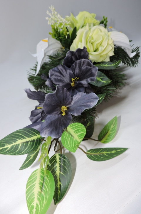 Stroik Kompozycja Dekoracja z Kwiatów Sztucznych Wiązanka na Cmentarz Dzień Babci