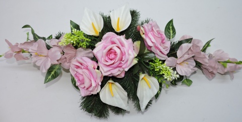 Stroik Kompozycja Dekoracja z Kwiatów Sztucznych Wiązanka na Cmentarz Dzień Babci