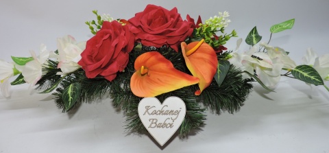 Stroik Kompozycja Dekoracja z Kwiatów Sztucznych Wiązanka na Cmentarz Dzień Babci