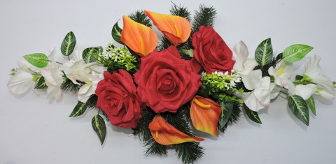 Stroik Kompozycja Dekoracja z Kwiatów Sztucznych Wiązanka na Cmentarz Dzień Dziadka