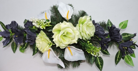 Stroik Kompozycja Dekoracja z Kwiatów Sztucznych Wiązanka na Cmentarz Dzień Dziadka