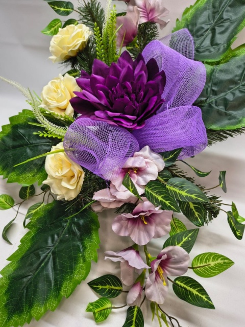 Stroik Kompozycja z Kwiatów Sztucznych na Grób Wiązanka na Cmentarz