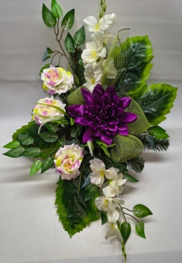 Stroik Kompozycja z Kwiatów Sztucznych na Grób Wiązanka na Cmentarz