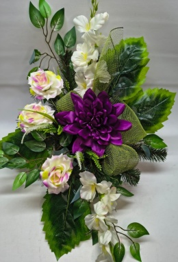 Stroik Kompozycja z Kwiatów Sztucznych na Grób Wiązanka na Cmentarz