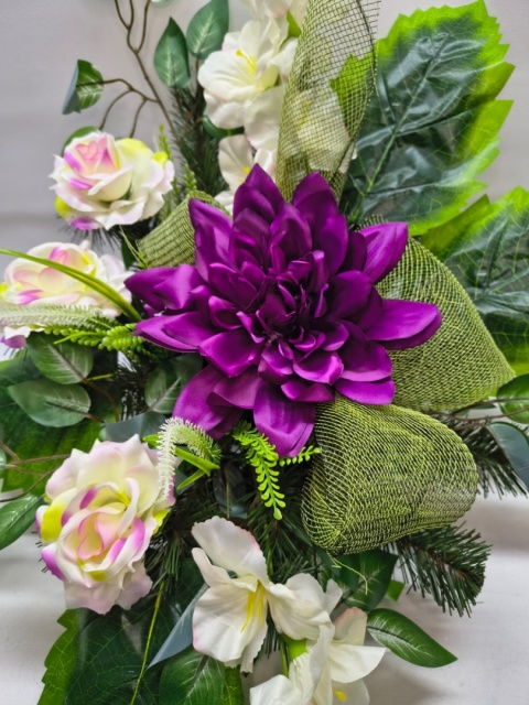 Stroik Kompozycja z Kwiatów Sztucznych na Grób Wiązanka na Cmentarz