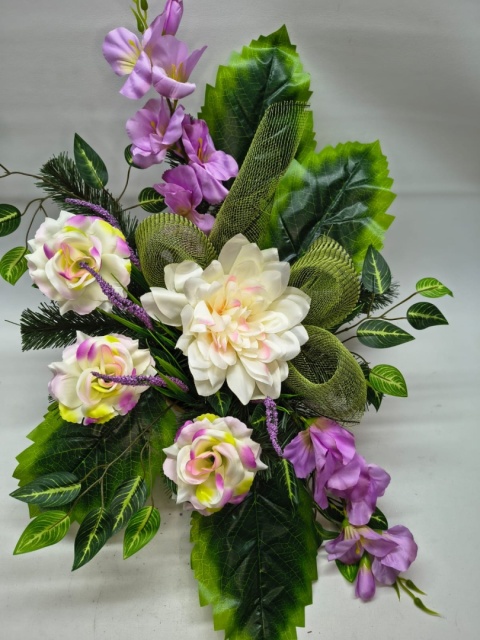 Stroik Kompozycja z Kwiatów Sztucznych na Grób Wiązanka na Cmentarz