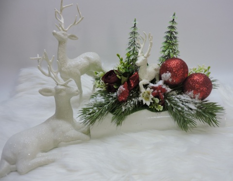 Stroik Prezent Świąteczny Bożonarodzeniowy Zimowy na komodę pod choinkę