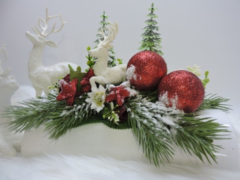 Stroik Prezent Świąteczny Bożonarodzeniowy Zimowy na komodę pod choinkę