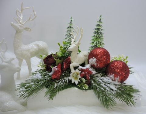 Stroik Prezent Świąteczny Bożonarodzeniowy Zimowy na komodę pod choinkę