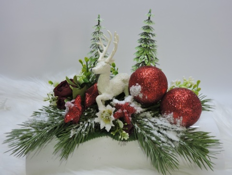 Stroik Prezent Świąteczny Bożonarodzeniowy Zimowy na komodę pod choinkę