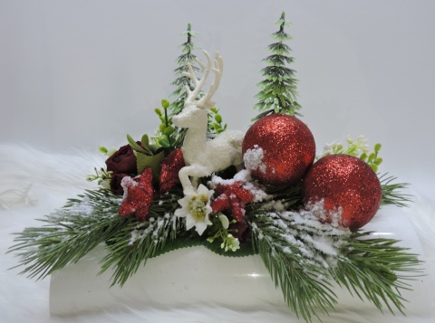 Stroik Prezent Świąteczny Bożonarodzeniowy Zimowy na komodę pod choinkę