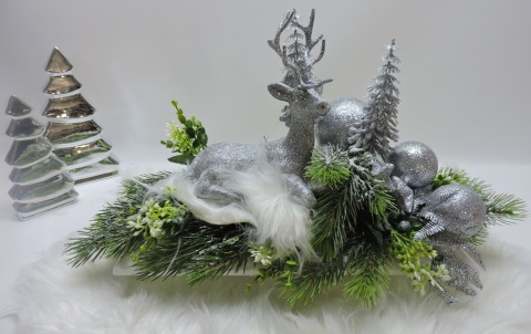 Stroik Prezent Świąteczny Bożonarodzeniowy Zimowy na komodę pod choinkę