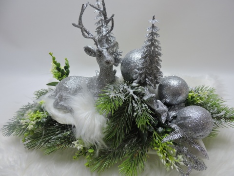 Stroik Prezent Świąteczny Bożonarodzeniowy Zimowy na komodę pod choinkę