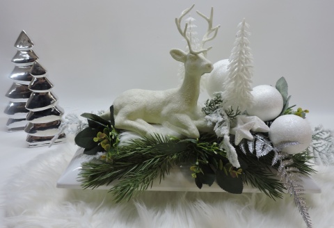 Stroik Prezent Świąteczny Bożonarodzeniowy Zimowy na komodę pod choinkę