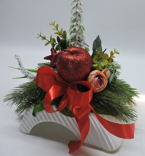 Stroik Prezent Świąteczny Bożonarodzeniowy Zimowy na komodę pod choinkę