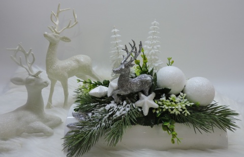 Stroik Świąteczny Zimowy Bożonarodzeniowy na stół komodę dekoracja