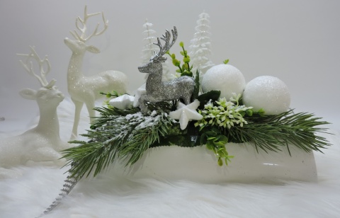 Stroik Świąteczny Zimowy Bożonarodzeniowy na stół komodę dekoracja