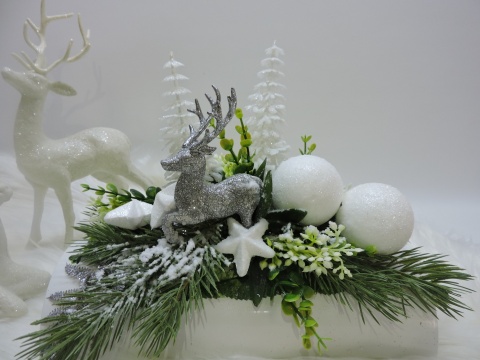 Stroik Świąteczny Zimowy Bożonarodzeniowy na stół komodę dekoracja