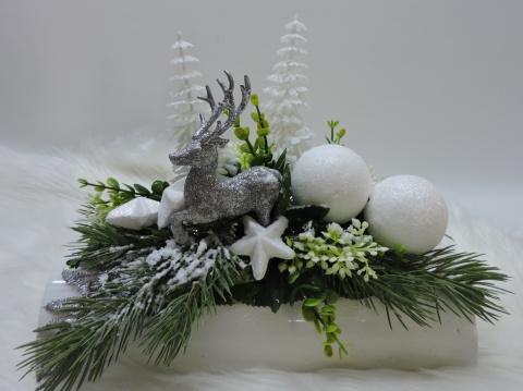 Stroik Świąteczny Zimowy Bożonarodzeniowy na stół komodę dekoracja