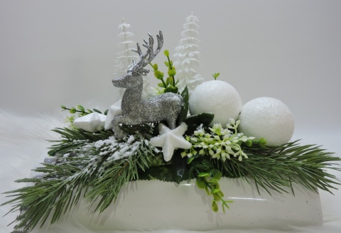 Stroik Świąteczny Zimowy Bożonarodzeniowy na stół komodę dekoracja