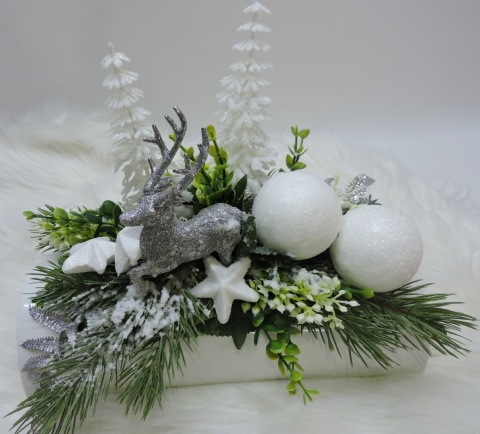 Stroik Świąteczny Zimowy Bożonarodzeniowy na stół komodę dekoracja
