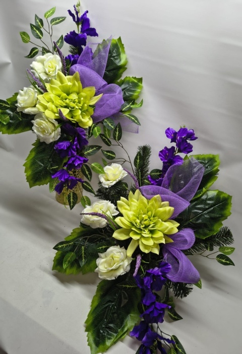 Stroik na cmentarz z kwiatów sztucznych komplet nagrobny wazon donica