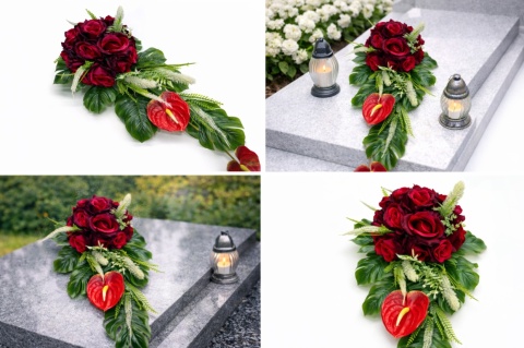 Stroik nagrobny Moja Pasja - Czerwona Elegancja