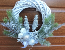 Zimowy Wianek Bożonarodzeniowy Srebrny Blask