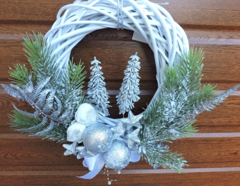 Zimowy Wianek Bożonarodzeniowy Srebrny Blask