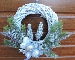Zimowy Wianek Bożonarodzeniowy Srebrny Blask