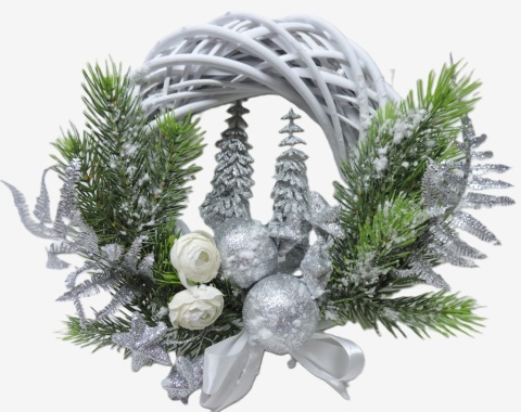 Zimowy Wianek Bożonarodzeniowy Srebrny Blask