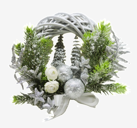 Zimowy Wianek Bożonarodzeniowy Srebrny Blask