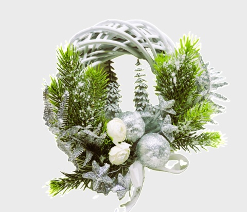 Zimowy Wianek Bożonarodzeniowy Srebrny Blask